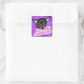 Black and Tan Chihuahua Puppy Vierkante Sticker (Tas)
