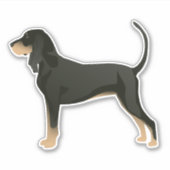 Black and Tan Coonhound Dog Side Uitzicht Silhouet Sticker (Voorkant)