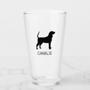 Black and Tan Coonhound Dog Silhouette Custom Glas