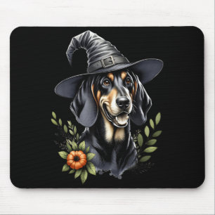 Black And Tan Coonhound hond Halloween waterverf Muismat