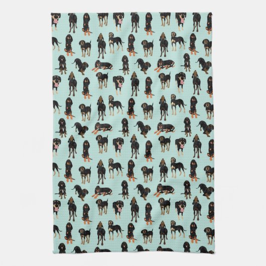 Black and Tan Coonhounds Kitchen Towel Theedoek (Verticaal)