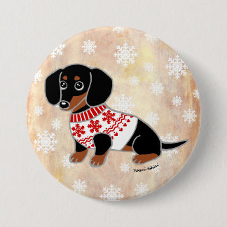 Black and Tan Dachshund Cute Eyes Ronde Button 7,6 Cm