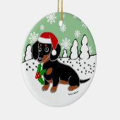 Black and Tan Dachshund Cute Eyes Santa Keramisch Ornament (Rechts)