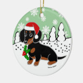 Black and Tan Dachshund Cute Eyes Santa Keramisch Ornament (Links)