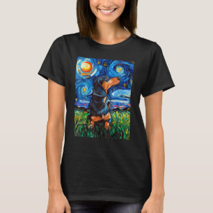 Black and Tan Dachshund Doxie Sterrennacht Dog Art T-shirt