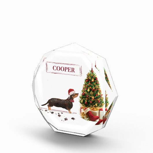 Black and Tan Dachshund Funny Kersthond Fotoblokken (Rechts)