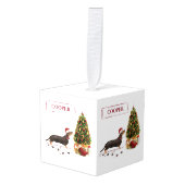 Black and Tan Dachshund Funny Kersthond Kubus Ornament (Voorkant hoekig)