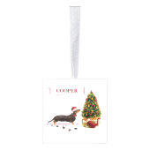 Black and Tan Dachshund Funny Kersthond Kubus Ornament (Rechts)