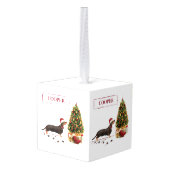 Black and Tan Dachshund Funny Kersthond Kubus Ornament (Achter hoekig)