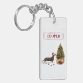 Black and Tan Dachshund Funny Kersthond Sleutelhanger (Voorkant Links)