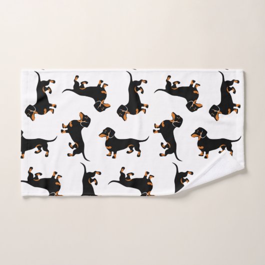 Black and Tan Dachshund Pattern Bad Handdoek (Handdoek)