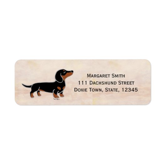 Black and Tan Dachshund Posing Etiket (Voorkant)