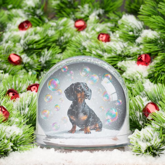 BLACK AND TAN DACHSHUND SNOW GLOBE (Noël)