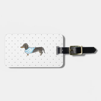 Black and Tan Dachshund - Waterverf en Polka Stipp Bagagelabel