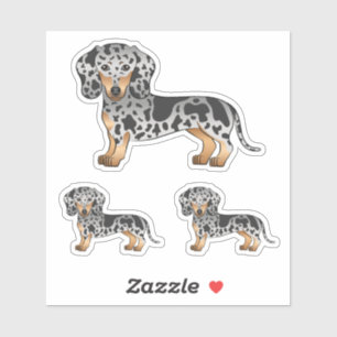Black and Tan Dapple Short Hair Dachshund Dogs Sticker