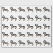 Black and Tan Dapple Short Hair Dachshund Pattern Cadeaupapier (Vlak)