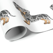 Black and Tan Dapple Short Hair Dachshund Pattern Cadeaupapier (Rol Hoek)