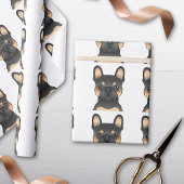 Black and Tan French Bulldog Cartoon Dog Pattern Cadeaupapier