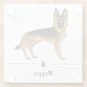Black and Tan German Shepherd Dog met aangepaste n Glazen Onderzetter (Achterkant)