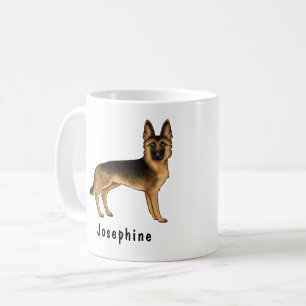 Black and Tan German Shepherd Dog met aangepaste n Koffiemok