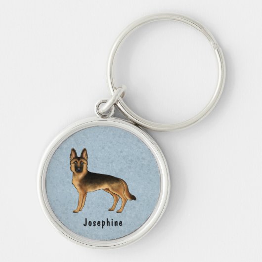 Black and Tan German Shepherd Dog met aangepaste n Sleutelhanger (Voorkant)