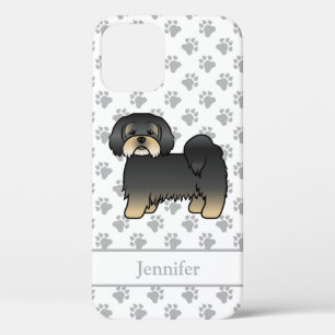 Black and Tan Lhasa Apso Cute Dog & Name iPhone 12 Hoesje