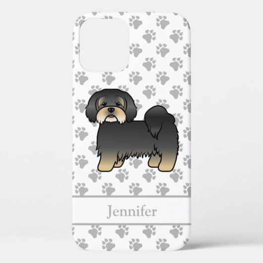 Black and Tan Lhasa Apso Cute Dog & Name Case-Mate iPhone Case (Achterkant)