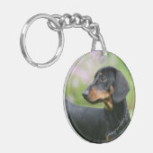 Black and Tan Miniture Dachshund 2 Sleutelhanger (Voorkant Links)