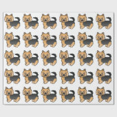Black and Tan Norwich Terrier Cartoon Dog Pattern Cadeaupapier (Vlak)