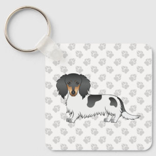 Black And Tan Piebald Langharige Dachshund & Poota Sleutelhanger