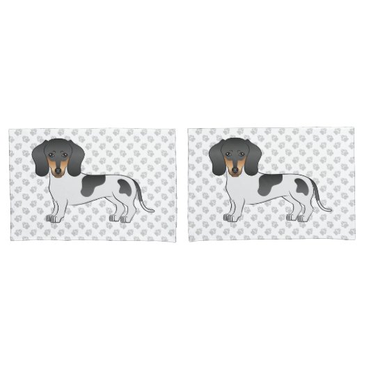 Black and Tan Piebald Short Hair Dachshund & Paws Kussensloop (Voorkant-Set)