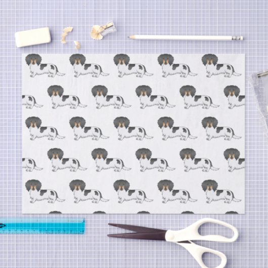 Black and Tan Pied Long Hair Dachshund Pattern Tissuepapier (Craft)