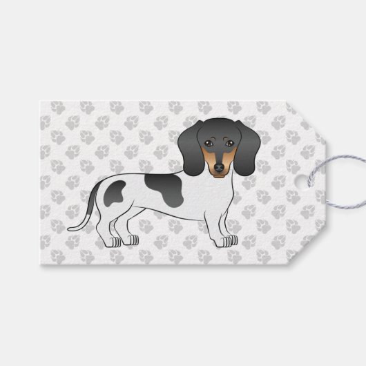 Black and Tan Pied Smooth Hair Dachshund Cute Dog Cadeaulabel (Voorkant (Horizontaal))