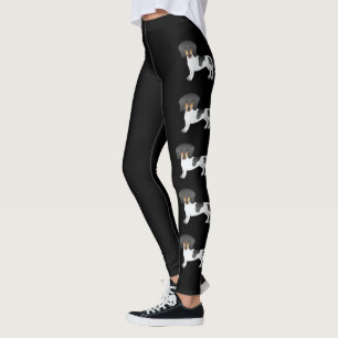 Black and Tan Pied Smooth Hair Dachshund Cute Dogs Leggings