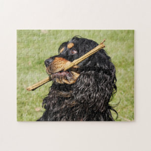 Black and Tan Playful Cocker Spaniel Puppy Dog Legpuzzel