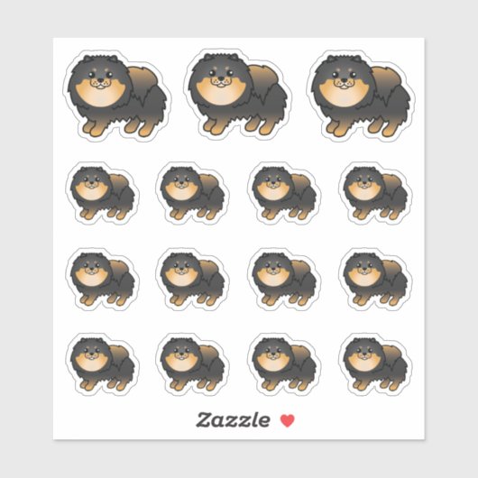 Black and Tan Pomeranian Cute Dogs Sticker (Vel)