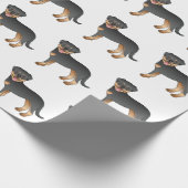 Black and Tan Rottweiler Cute Cartoon Dog Patroon Cadeaupapier (Hoek)
