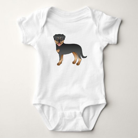 Black and Tan Rottweiler Cute Dog Romper (Voorkant)