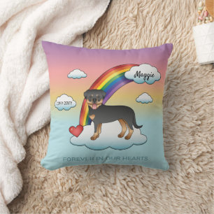 Black and Tan Rottweiler Dog Rainbow Memorial Kussen