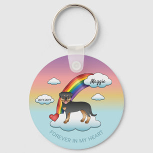 Black and Tan Rottweiler Dog Rainbow Memorial Sleutelhanger
