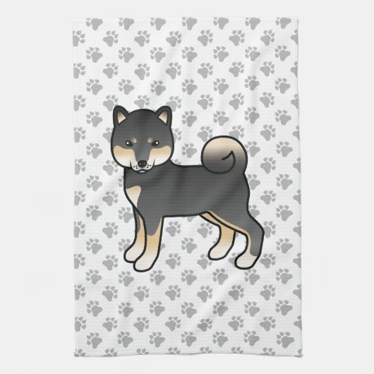 Black and Tan Shiba in uu Cute Dog met Paws Patter Theedoek (Verticaal)