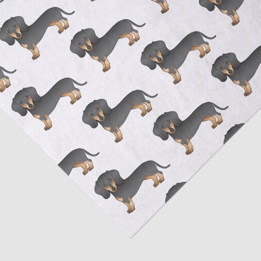 Black and Tan Short Coat Dachshund Dog Pattern Tissuepapier (Detail)