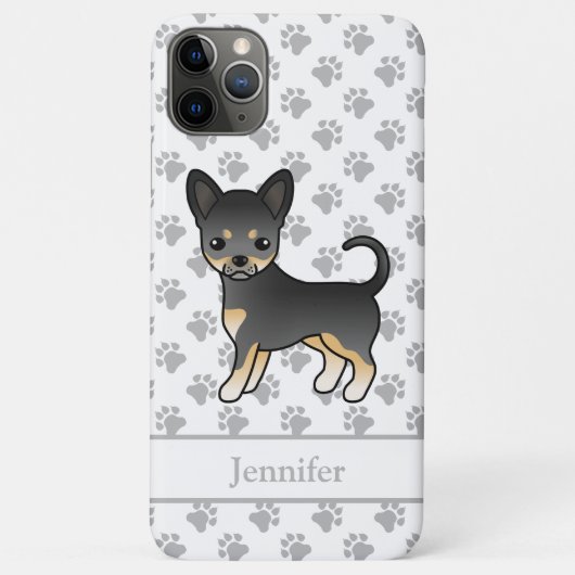 Black and Tan Smooth Coat Chihuahua Dog & Name Case-Mate iPhone Case (Achterkant)