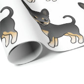 Black and Tan Smooth Coat Chihuahua Dog Pattern Cadeaupapier (Rol Hoek)