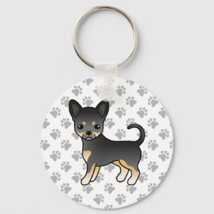 Black and Tan Smooth Coat Chihuahua Dog & Paws Sleutelhanger