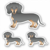 Black and Tan Smooth Coat Dachshund Cartoon Dogs Sticker (Voorkant)