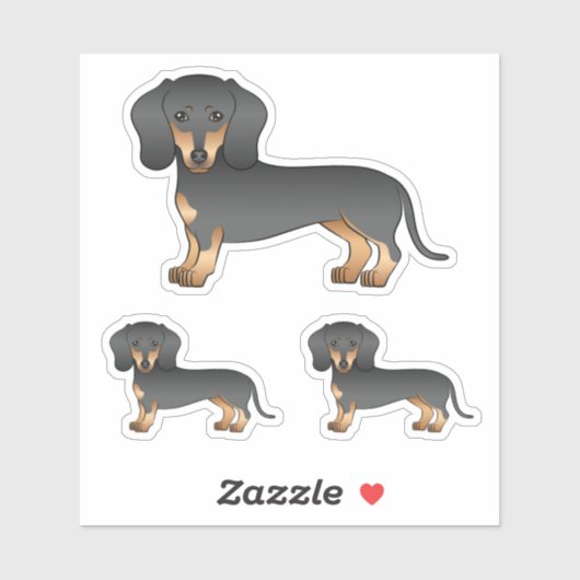 Black and Tan Smooth Coat Dachshund Cartoon Dogs Sticker (Vel)