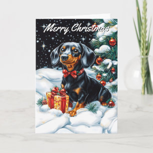 Black and Tan Tachshund Kerstmis Kaart