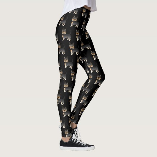 Black and Tan Yorkshire Terrier Dog Pattern Leggings (Rechts)