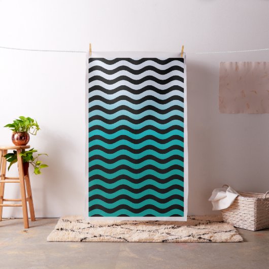 Black and Turquoise Hue Stripes Stof (Voorbeeld)